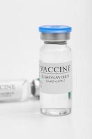 sélection des vaccins. ampoules avec le vaccin covid-19 en laboratoire pour lutter contre la pandémie de coronavirus sars-cov-2. flacon de verre médical close-up isolé sur fond blanc photo