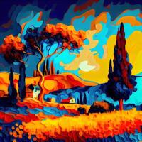 magnifique coloré abstrait paysage van gogh inspiré - ai généré photo