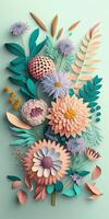 génératif ai illustration de pastel coloré 3d fleurs photo