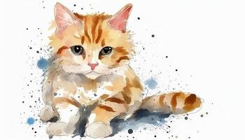 aquarelle mignonne chat blanc Contexte avec génératif ai photo