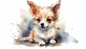 aquarelle mignonne chien blanc Contexte avec génératif ai photo