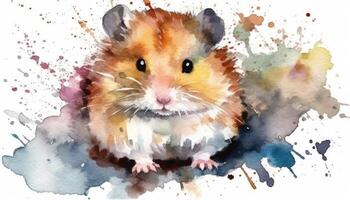 aquarelle mignonne hamster blanc Contexte avec génératif ai photo