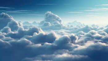 bleu ciel et doux des nuages Contexte avec génératif ai photo