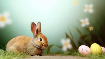 lapin dans le prairie. généré ai. photo