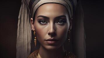 Néfertiti, portrait de une femme reine de ancien Egypte. génératif ai photo