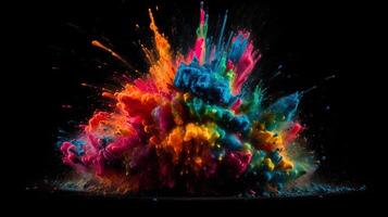 une coloré explosion sur une noir Contexte. génératif ai photo