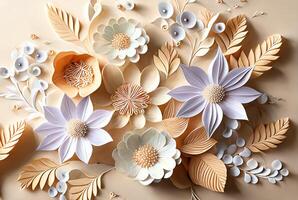 floral abstrait papier modèle Contexte. ai généré photo