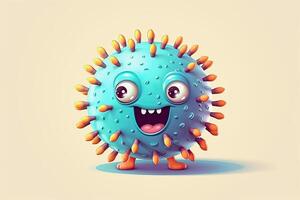 génératif ai illustration de une mignonne bleu virus personnage photo