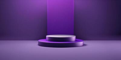réaliste 3d violet thème podium pour produit afficher. ai généré photo
