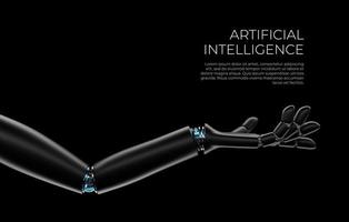 artificiel intelligence concept. robot main 3d rendre, technologie, lien entre la vie et machine. photo