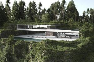 maison moderne sur une colline avec piscine photo