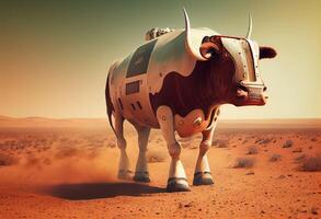 le vache court sur Mars. produire ai photo