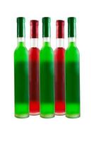 vert et rouge du vin bouteille photo