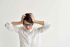 femme d'affaires avec des lunettes professionnel emploi lumière Contexte photo