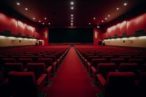 film théâtre rouge velours. produire ai photo