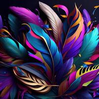 3d coloré plumes pour carnaval composition .générer ai. photo