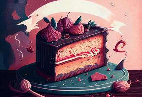 monde gâteau journée illustration. produire ai. photo