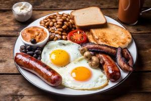 Anglais petit déjeuner aliments. produire ai photo