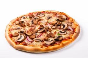 Pizza avec champignon et bacon. produire ai photo