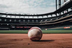 base-ball Balle sur terrain. produire ai photo