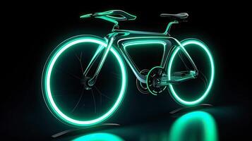 génératif ai illustration de une néon coloré futuriste bicyclette photo