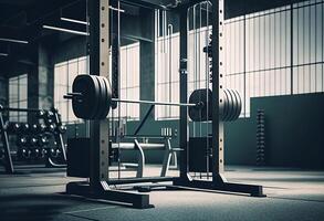 tapis roulant dans moderne salle de sport. tonique image. 3d le rendu génératif ai photo