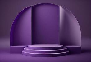 violet rond podium. 3d rendre abstrait minimal géométrique composition. génératif ai photo