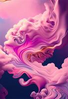 génératif ai illustration de délicat abstrait pastel Contexte avec des nuages et vagues. tête et rose liquide fluide art photo