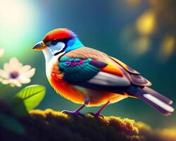 coloré oiseau sur une Contexte de la nature. 3d illustration. photo