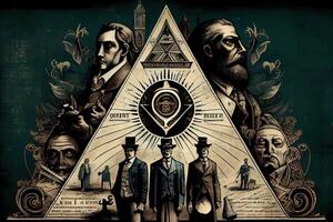 génératif ai illustration de histoire et secrets de illuminati concept photo