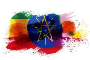 Ethiopie aquarelle peint drapeau photo