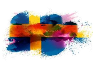 Suède aquarelle peint drapeau photo