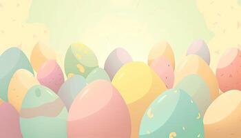 mignonne Pâques des œufs avec coloré pastel illustrations. Pâques œufs, coloré et joli. Contexte avec espace pour copie, texte, votre mots, ou conception. génératif ai. photo