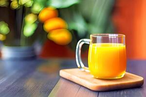 Orange jus dans verre tasse, génératif ai photo