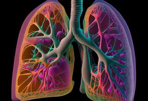 Humain poumon modèle maladie, poumon cancer et poumon maladie. produire ai. photo