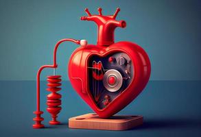 rouge statoscope avec rouge cœur pour monde santé journée. produire ai. photo