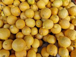 Contexte fruit mûr en bonne santé citrons à le marché stalle photo