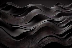 génératif ai illustration de noir ondulé abstrait couche comme panorama arrière-plan, Gain et métal photo