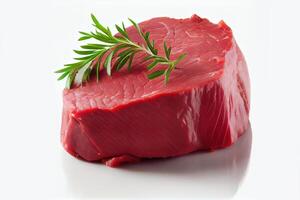 génératif ai illustration de Frais brut du boeuf steak isolé sur blanc Contexte photo