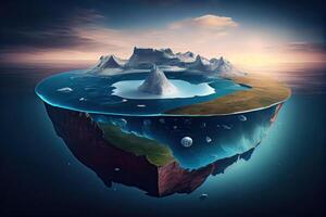 génératif ai illustration de une secrets de plat Terre, avec continents photo