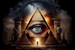 génératif ai illustration de histoire et secrets de illuminati concept photo