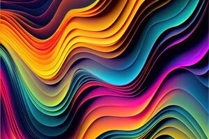 génératif ai illustration de coloré ondulé abstrait couches comme panorama Contexte fond d'écran photo
