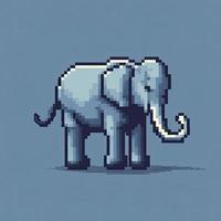 8 bits minimaliste dessin animé éléphant, pixel art, générer ai photo