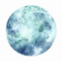 lune l'eau couleur, pastel ,blanc arrière-plan, générer ai photo