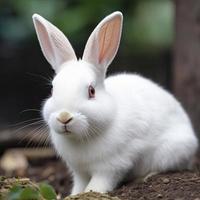 mignonne blanc lapin avec court oreilles, produire ai photo