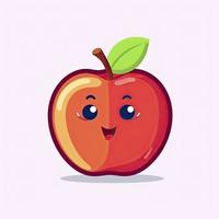 Pomme fruit dessin animé icône illustration. nourriture fruit icône concept isolé . plat dessin animé style, générer ai photo