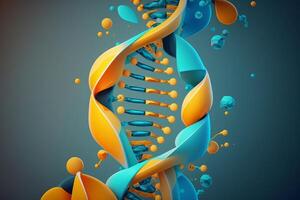 ADN hélix molécule dans bleu et Jaune couleurs. le gène de le ukrainien nation. génératif ai photo