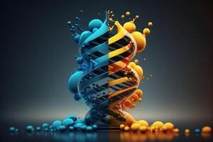 ADN hélix molécule dans bleu et Jaune couleurs. le gène de le ukrainien nation. génératif ai photo