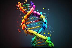 coloré ADN hélix molécule isolé sur nettoyer Contexte. génératif ai photo
