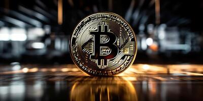 crypto devise d'or bitcoin arrière-plan, financier investissement concept. génératif ai photo
